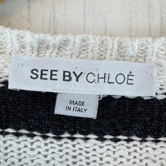 See By Chloé Black/White Striped Chunky Knit Nautical Sweater Size Small - Picture 10 of 15